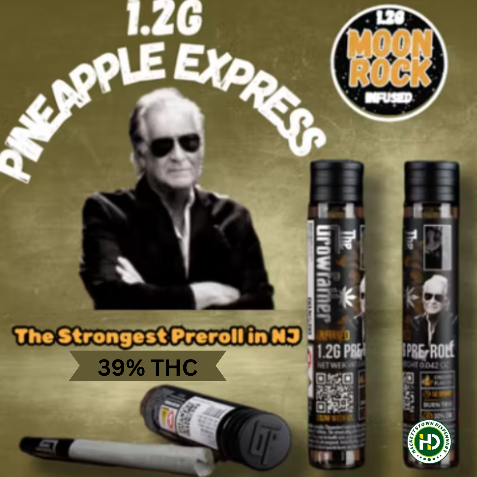 Photograph of product: The Growfather | Moonrock Infused Pre-Roll | Pineapple Express | 1.2g (Oui'd)