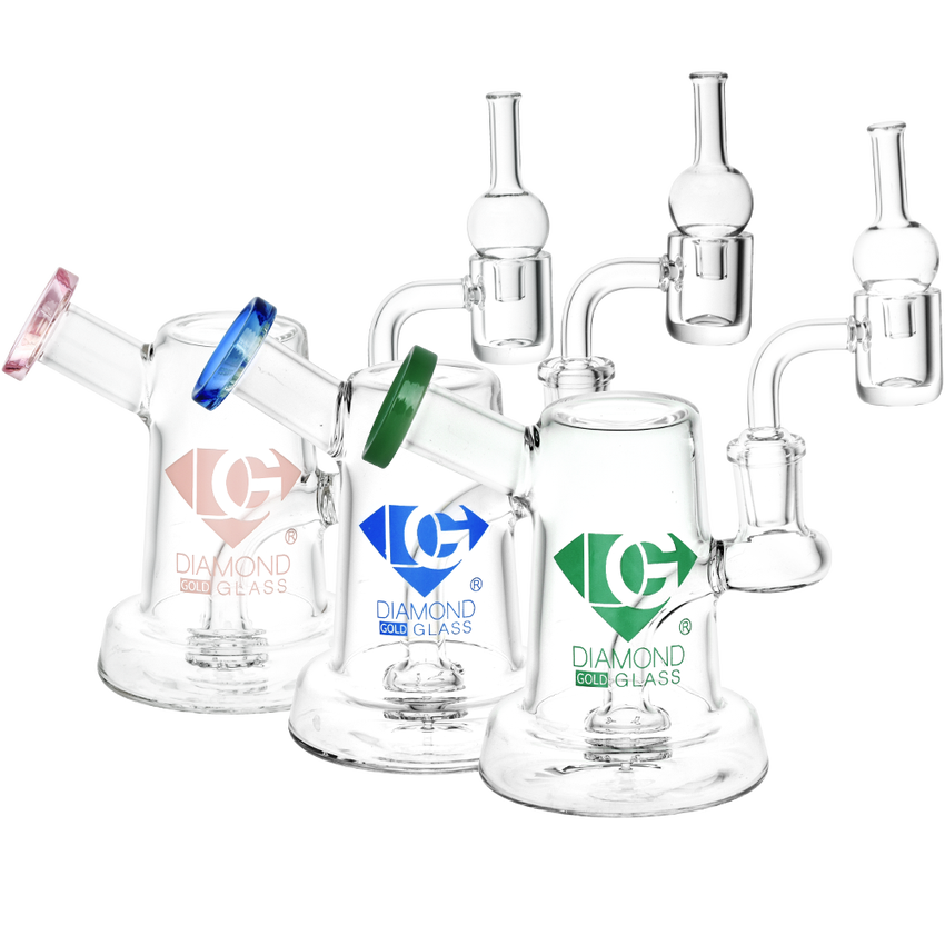 Photograph of product: Diamond Glass Gold Jug Mini Dab Rig | 6" 14mm | PP5240