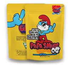Photograph of product: GLO - PRE-PACKAGED 8TH - PAPA SMURF OG - 3.5g