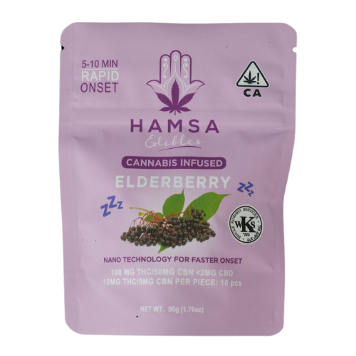 Photograph of product: Hamsa | Elderberry | Fast Acting Gummies | 5:1 CBD TH-oui | 100mg 10pk