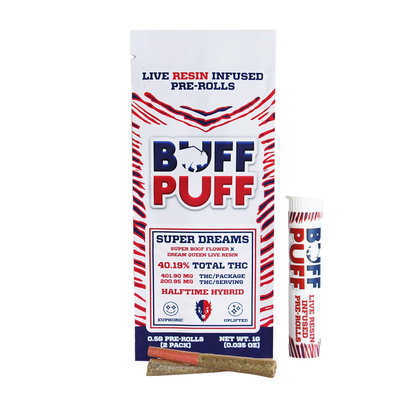 Photograph of product: Buff Puff - Super Dreams (H) - 40.19% - Infused Preroll 2pk - 1g