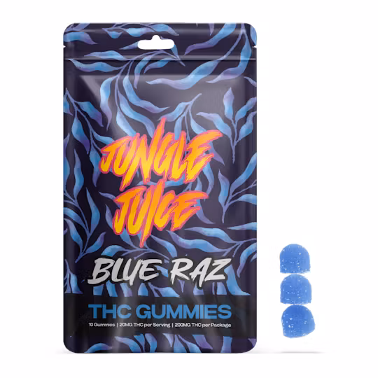 Photograph of product: Jungle Juice 200MG Gummies Blue Razz