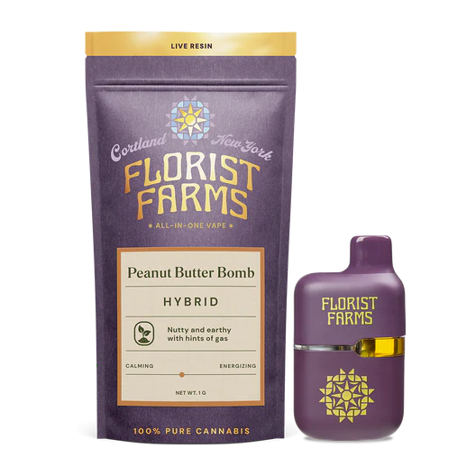 Photograph of product: Florist Farms | Peanut Butter Bomb Live Resin AIO | 1g