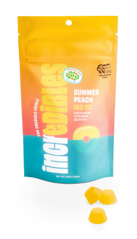 Photograph of product: INCREDIBLES | SUMMER PEACH | GUMMIES | 100MG