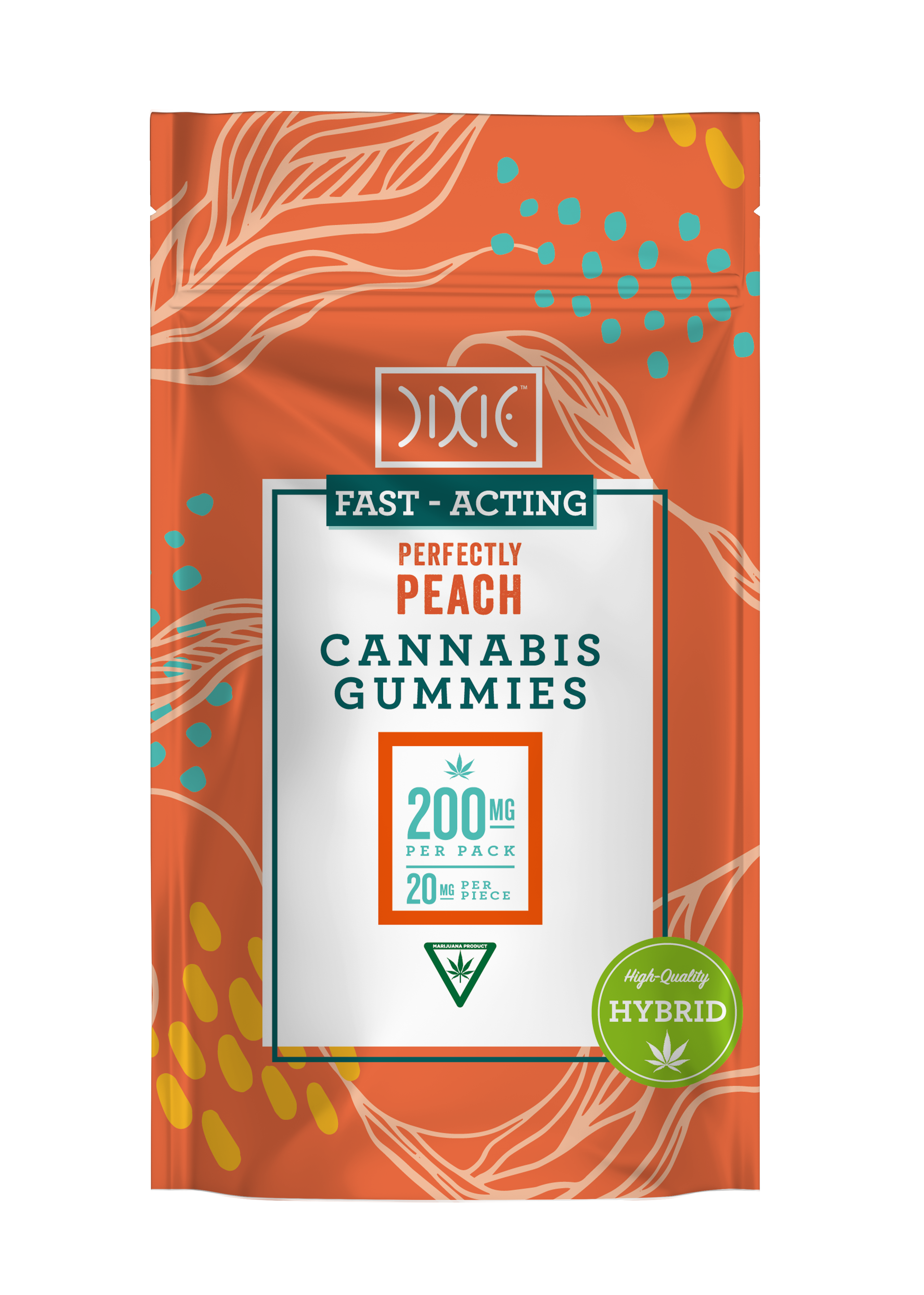 Photograph of product: DIXIE | FAST ACTING PERFECTLY PEACH | 200mg GUMMIES