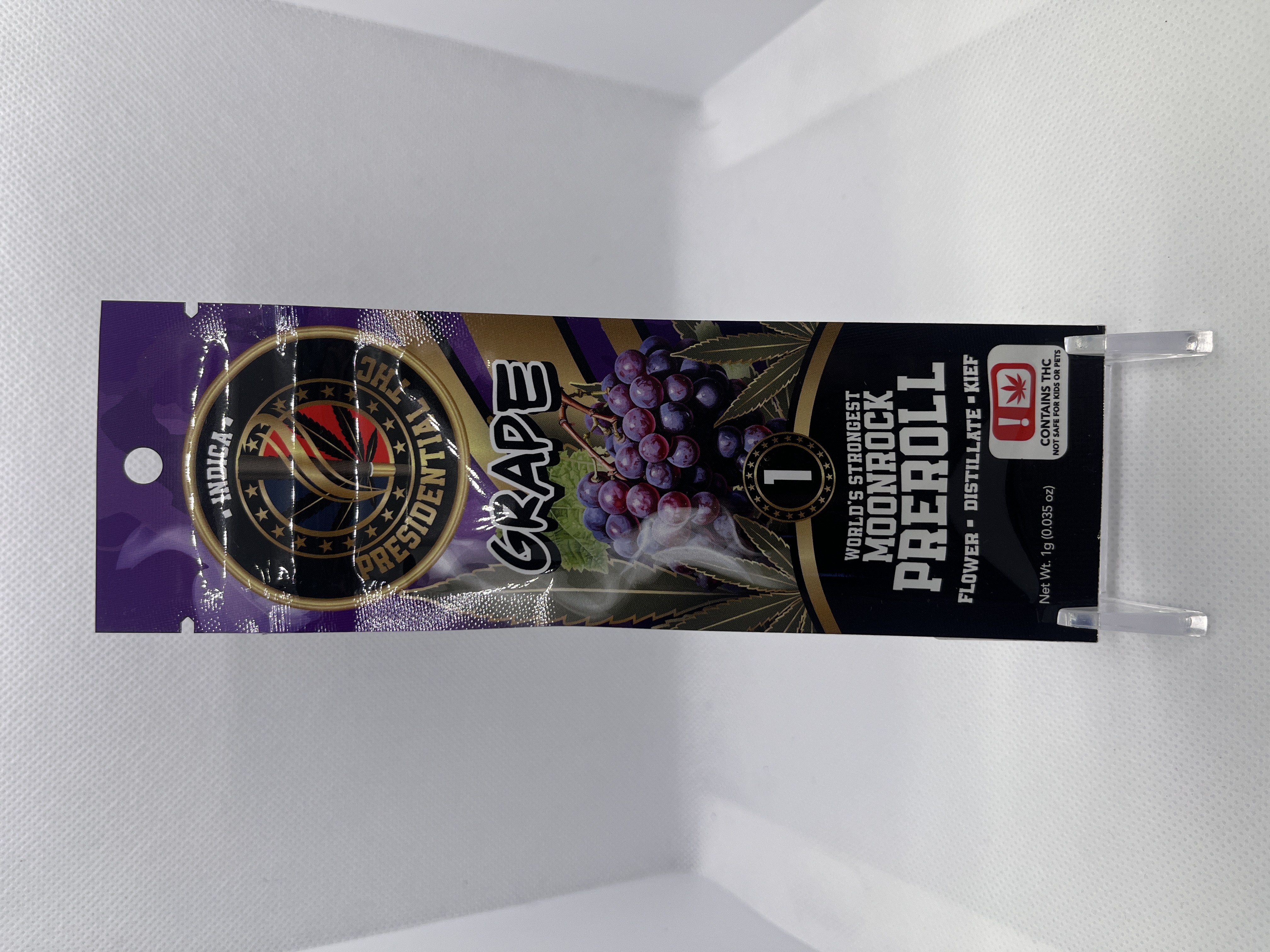 Photograph of product: Grape Moonrock Infused Pre-Roll by Presidential TH-oui