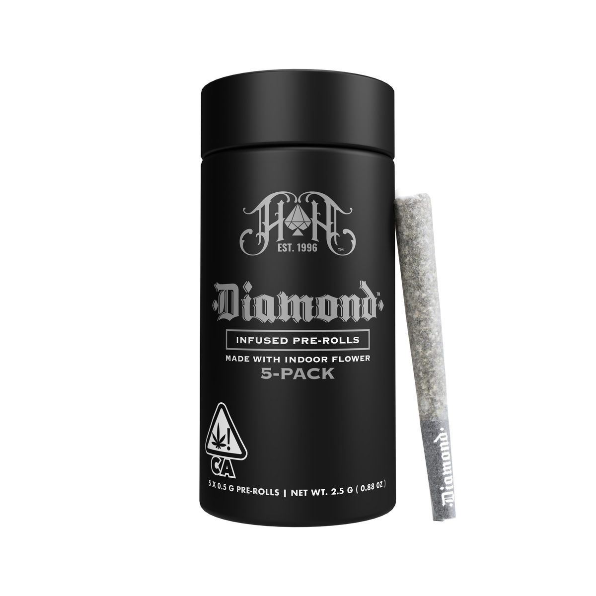 Photograph of product: Heavy Hitters Hardcore OG Diamond Infused Pre-Rolls (5pk)