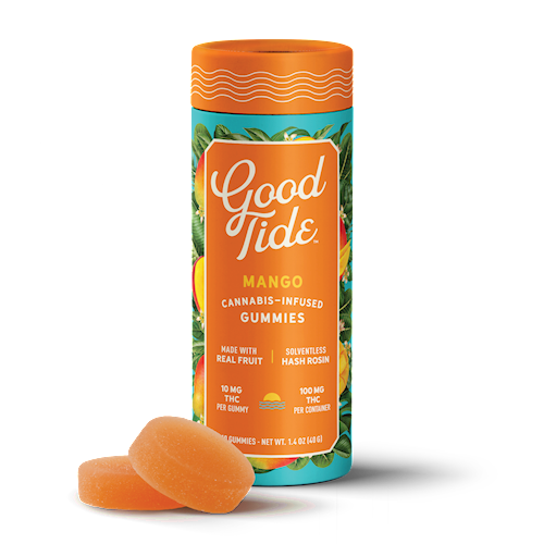 Photograph of product: Good Tide | Mango Gummies | Oui'd Rosin | DOH | 10pk | 100mg TH-oui