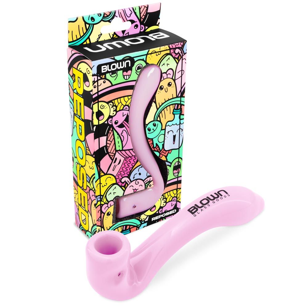 Photograph of product: Blown Glassworks | Reposed 4" Sherlock Handpipe | Pink
