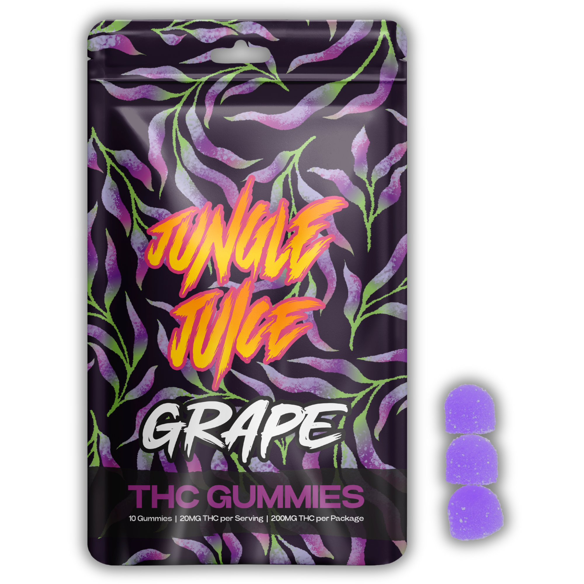 Photograph of product: Jungle Juice | Gummy | Grape | 200mg
