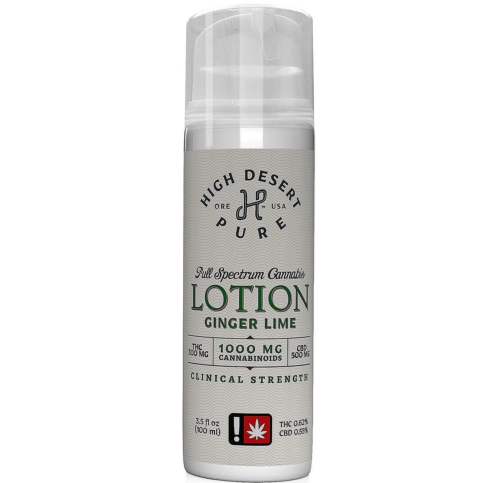 Photograph of product: (CLINICAL STRENGTH LOTION) Ginger Lime 514mg TH-oui/484mg CBD (Net.Wt.3.5floz/100ml)