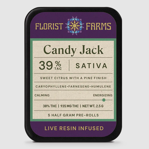 Photograph of product: Florist Farms - Candy Jack Live Resin Infused Prerolls 5pk - 2.5g