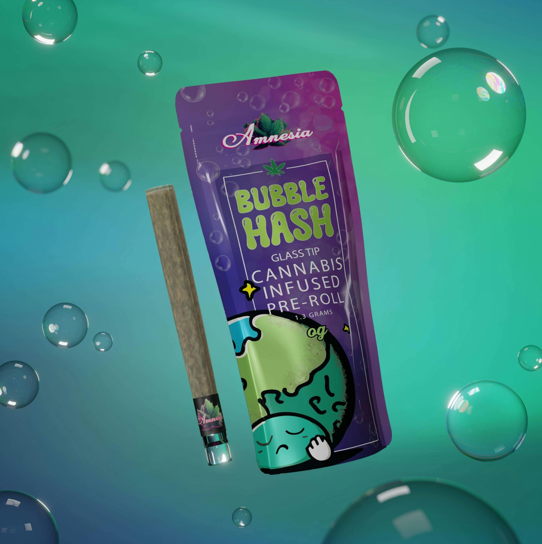 Photograph of product: Amnesia - OG Bubble au chocolat Glass Tip Pre-Roll 1.3g