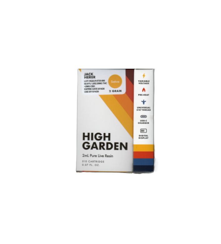 Photograph of product: High Garden Pure Live Resin Cartridge- Jack Herer 2mL