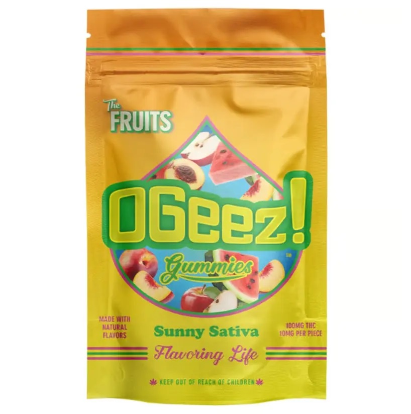Photograph of product: OGeez The Fruits Sunny Oui'd Gummies 10mg x 10-Pack