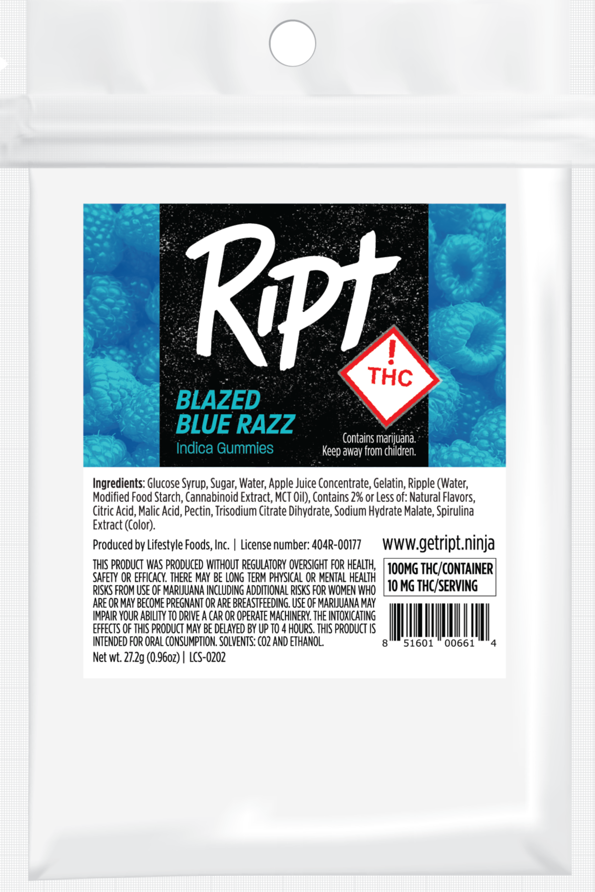 Photograph of product: Ript- Blazed Blue Razz(I)