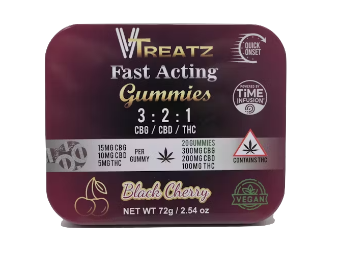 Photograph of Product: Black Cherry | 5MG THC | 10MG CBD | 15MG CBG Fast Acting Gummies