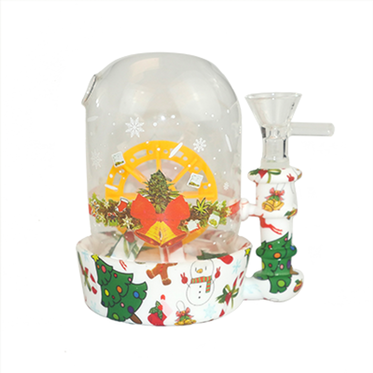Photograph of product: Holiday Themed Silicone Water-Wheel Dome Bong | Assorted Colors