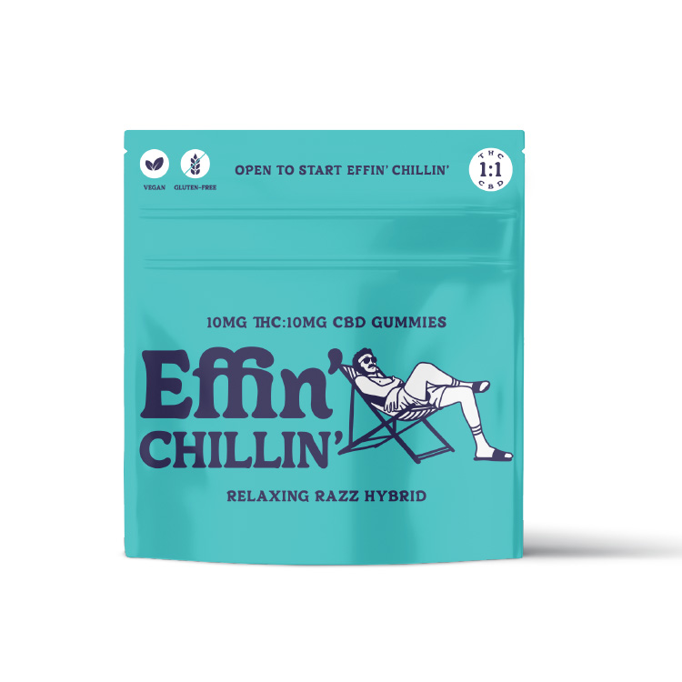 Photograph of product: Effin - Relaxing Razz Chillin 1:1 TH-oui:CBD Gummies 100mg