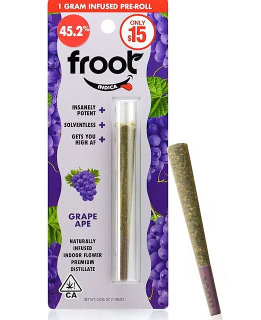 Photograph of product: Grape Ape - 1g Infused Pre-Roll - Retail