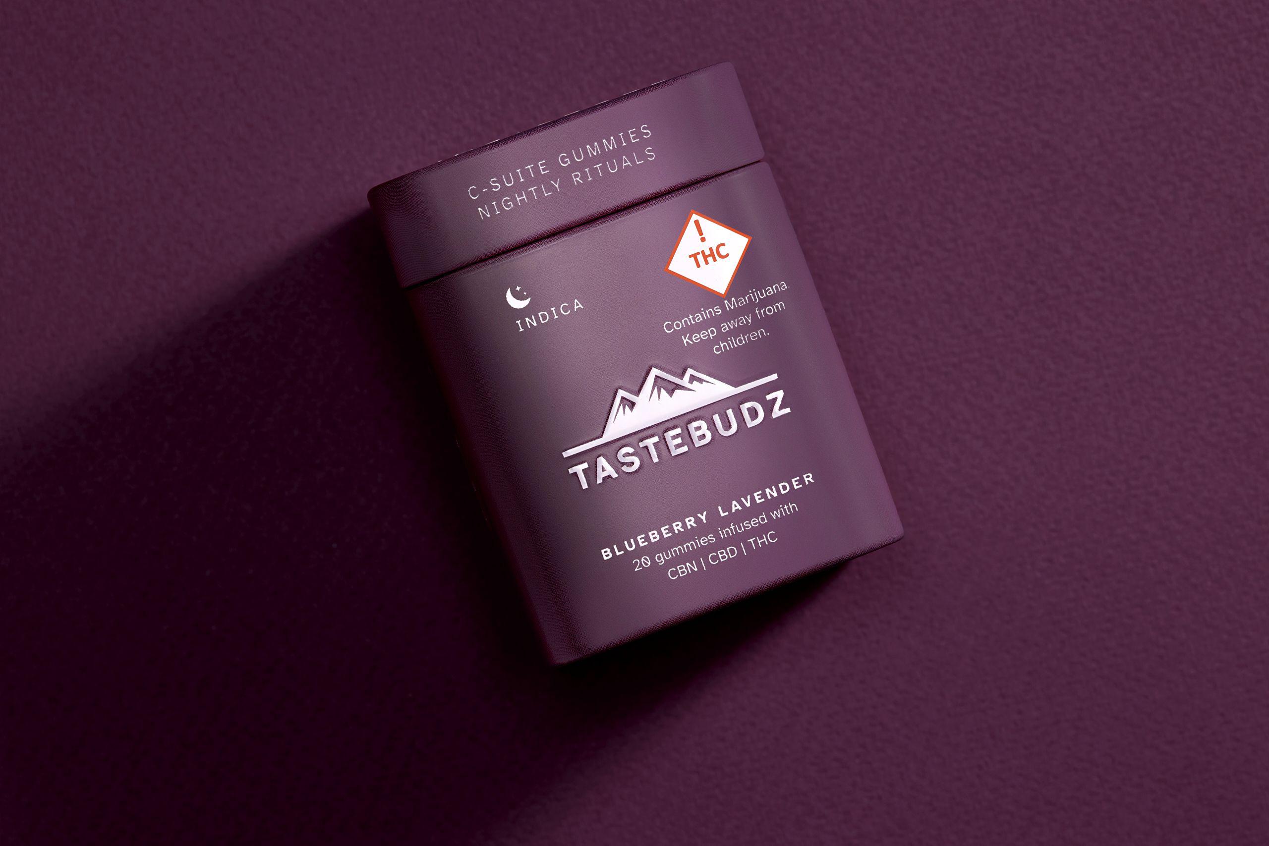 Photograph of product: BLUEBERRY LAVENDER - 1:1:1 - CBN:CBD:TH-oui - 100 MG