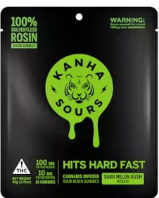 Photograph of product: [Kanha] Live Rosin Gummies - 100mg - Sour Melon Rush (H)