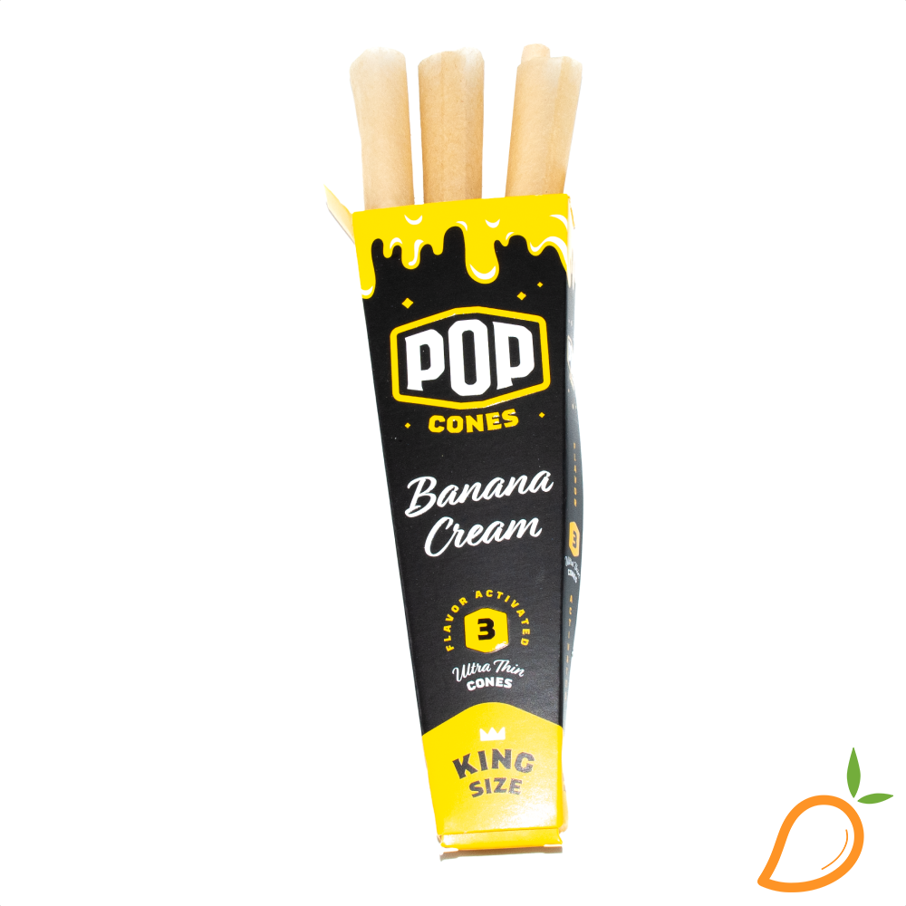 Photograph of product: 3pk King Size Banana Cream Unbleached Cones Pop Cones