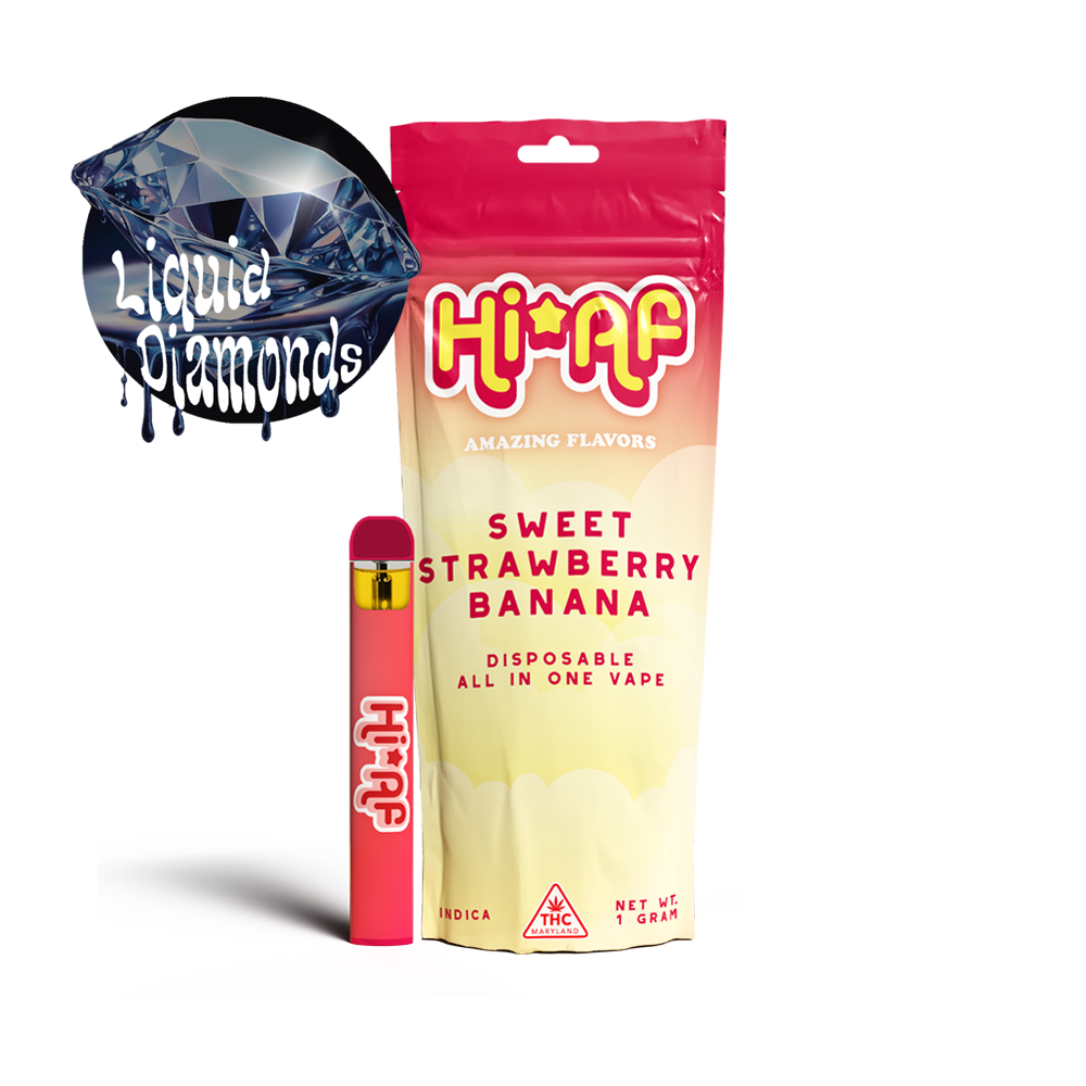 Photograph of product: Hi*AF Liquid Diamonds Disposable AIO Vape - Sweet Strawberry Banana