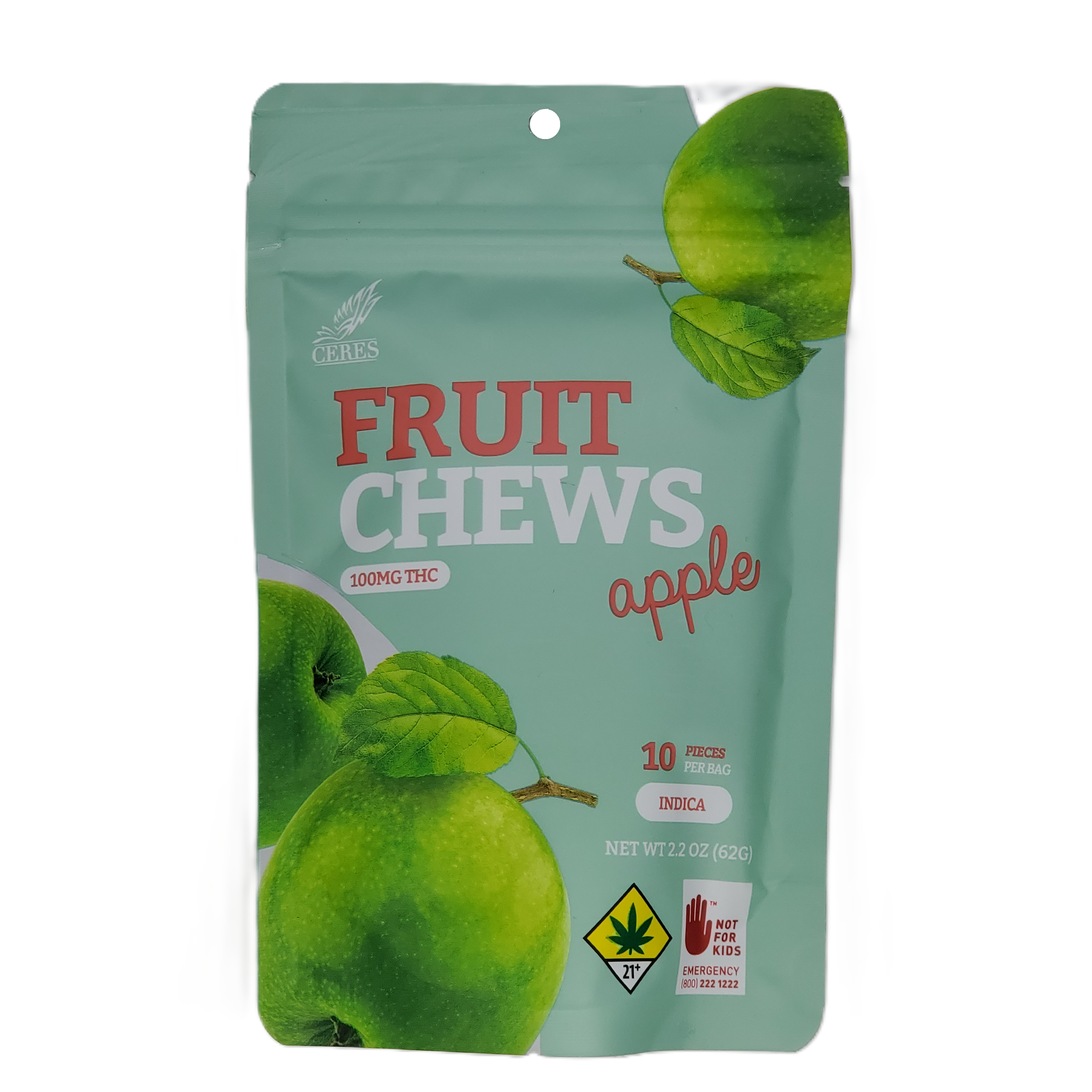 Photograph of product: Ceres Fruit Chews Oui'd Sour Apple 10pk 100mg