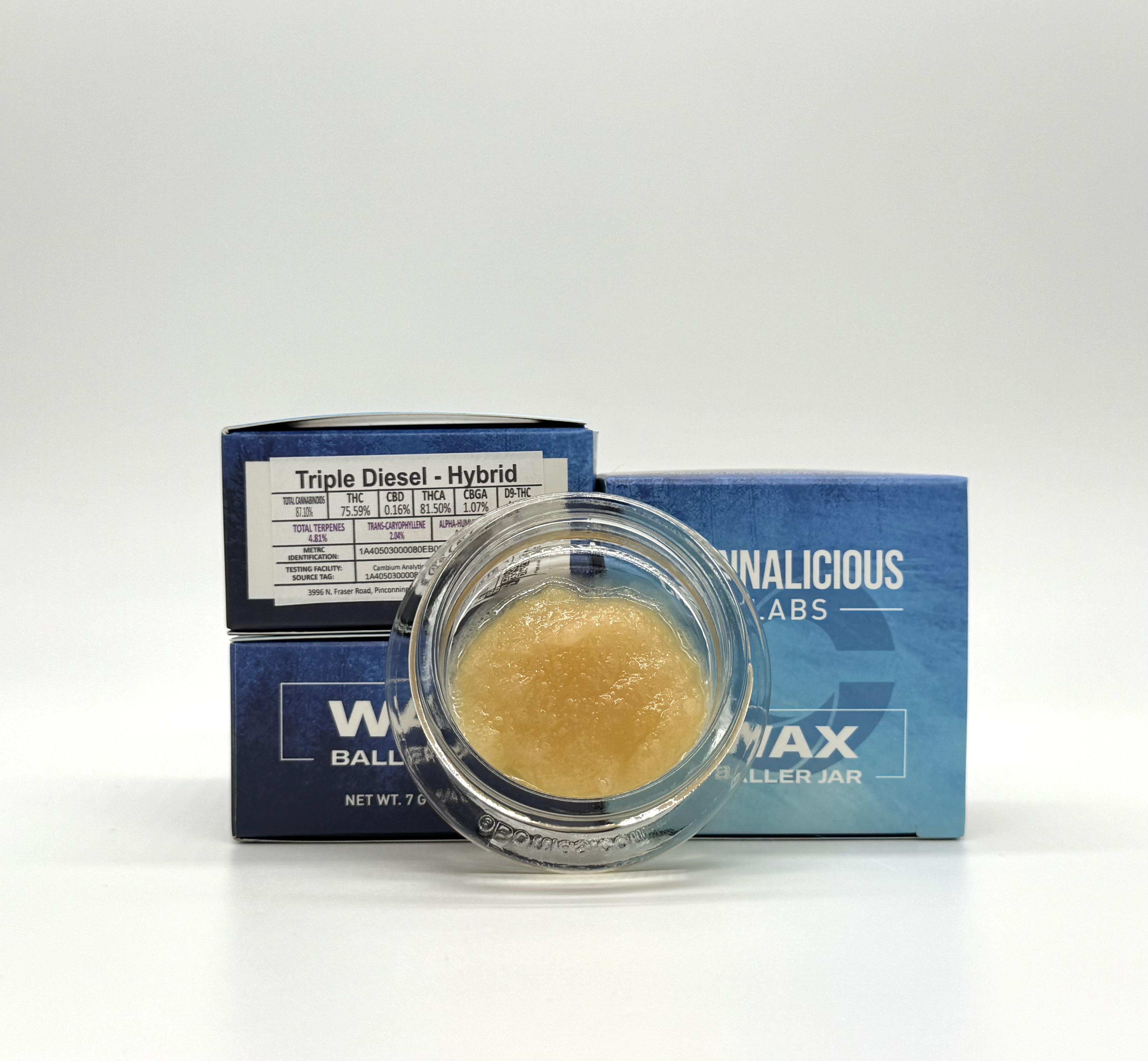 Photograph of product: Cannalicious Labs Baller Jar Wax Triple Diesel