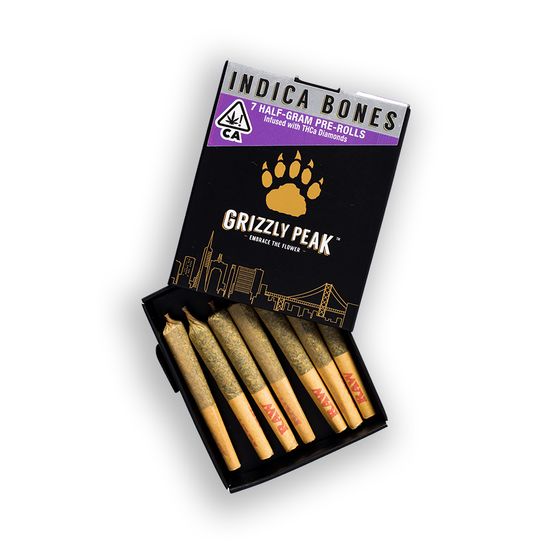 Photograph of product: D. Grizzly Peak 7pk x .5g TH-ouia Diamond Infused Pre Roll - Oui'd Bones (I) - 