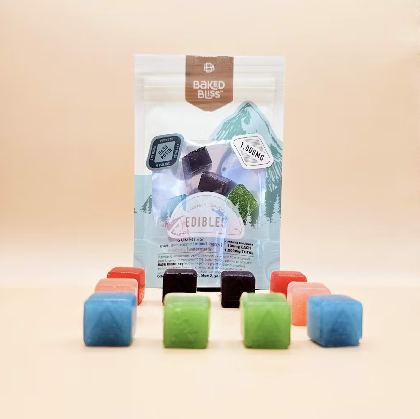 Photograph of product: Baked Bliss au chocolat Rosin Mixed Gummies 1000 MG