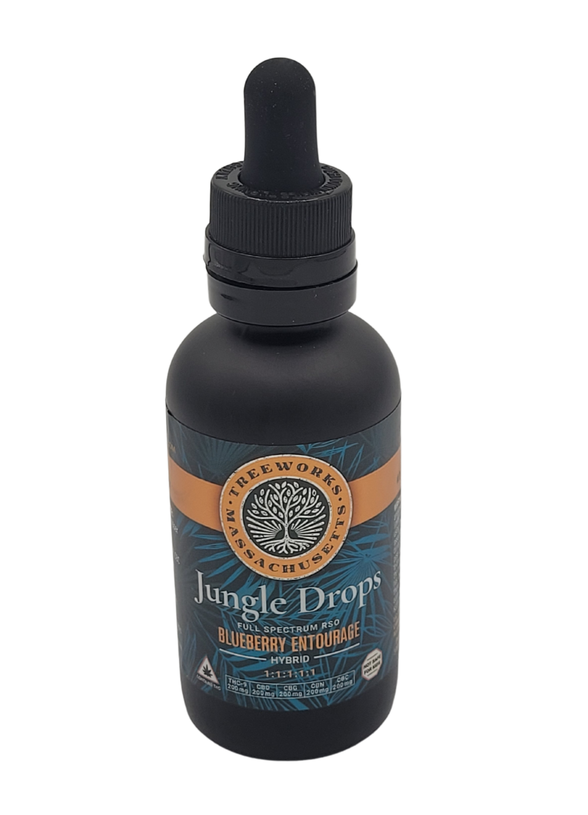 Photograph of product: Jungle Drops 1:1:1:1:1 TH-oui:CBD:CBG:CBC:CBN (60mL RSO Tincture)