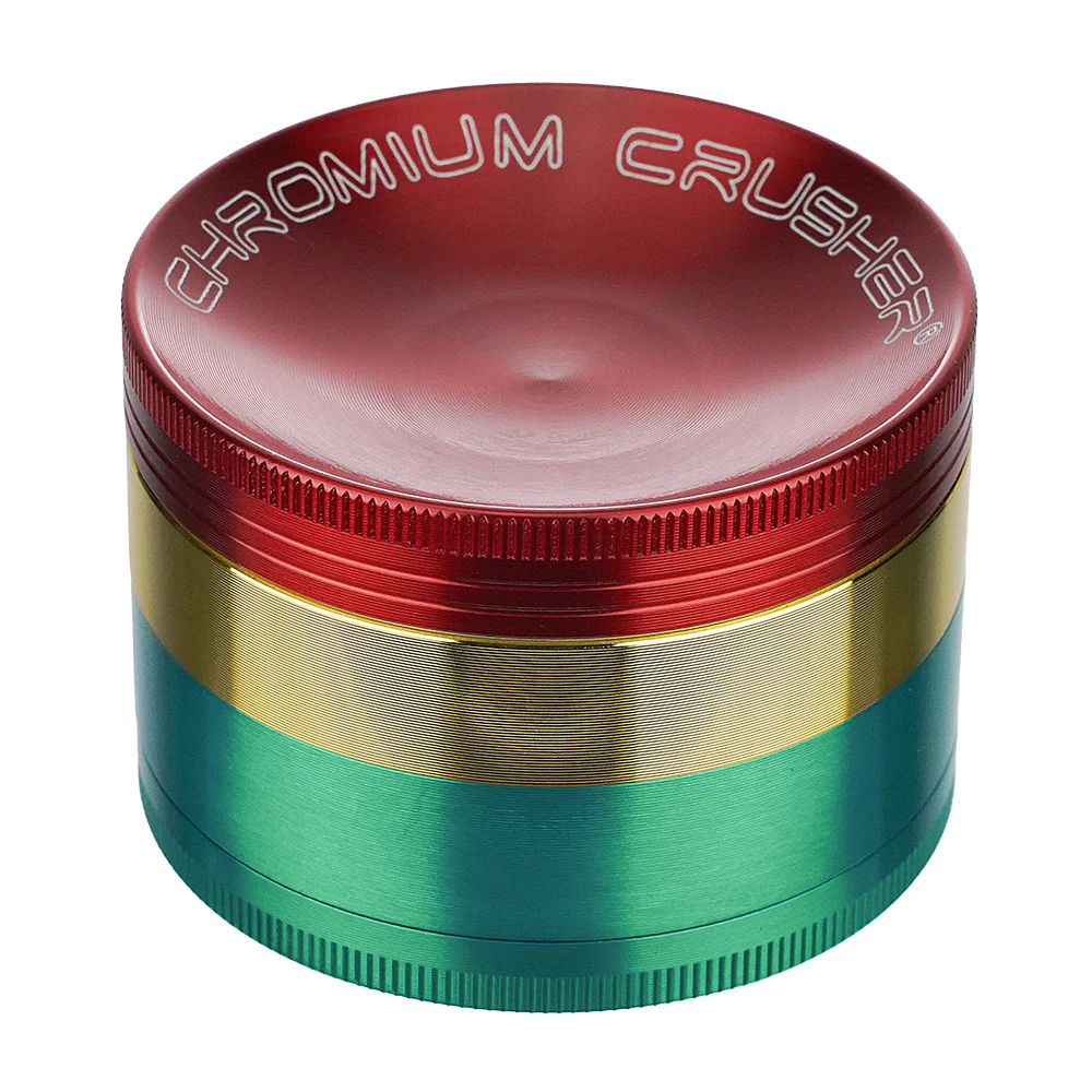 Photograph of product: (GRINDER) CHROMIUM CRUSHER VORTEX (TRAY ON TOP) 2.5" - RASTA