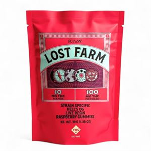 Photograph of product: LOST FARM - GUMMIES RESIN - 100MG - 10PK - HELL'S OG, RASPBERRY - Oui'd