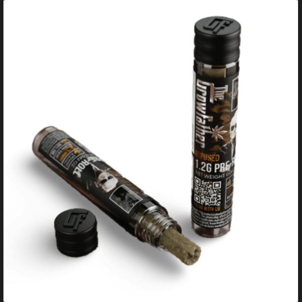 Photograph of product: Growfather - White Widow x Strawberry Cough Moonrock Infused 1.2g Pre-Roll