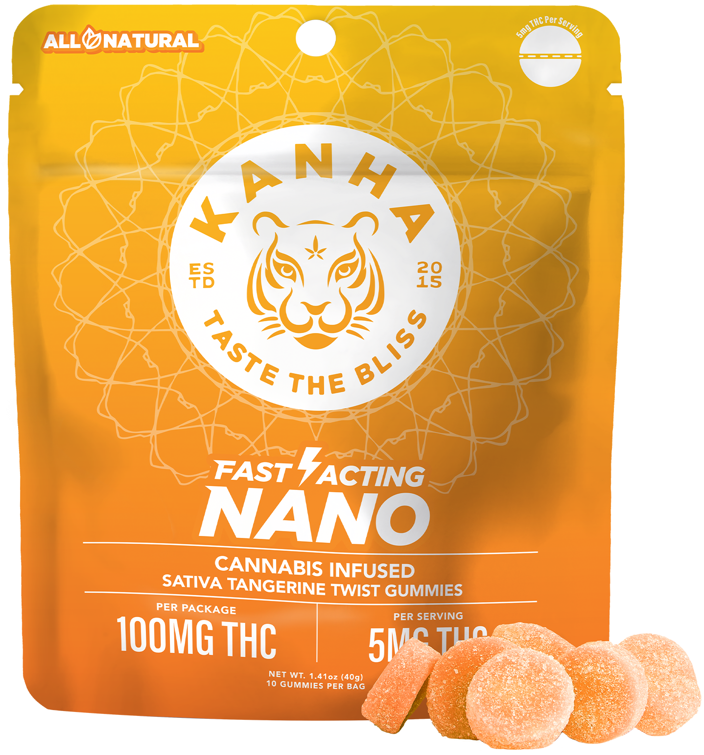 Photograph of product: Tangerine Twist Nano | Fast-Acting | 100mg 20pk (NEW)