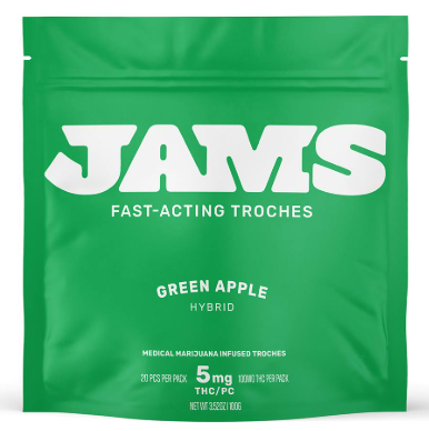 Photograph of product: JAMS | Edible | Sour Green Apple | Fast Acting Jellies | 20 Pk 100mg