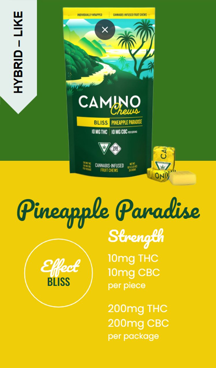 Photograph of product: AU Camino: Pineapple Paradise 200MG Chews 10:10