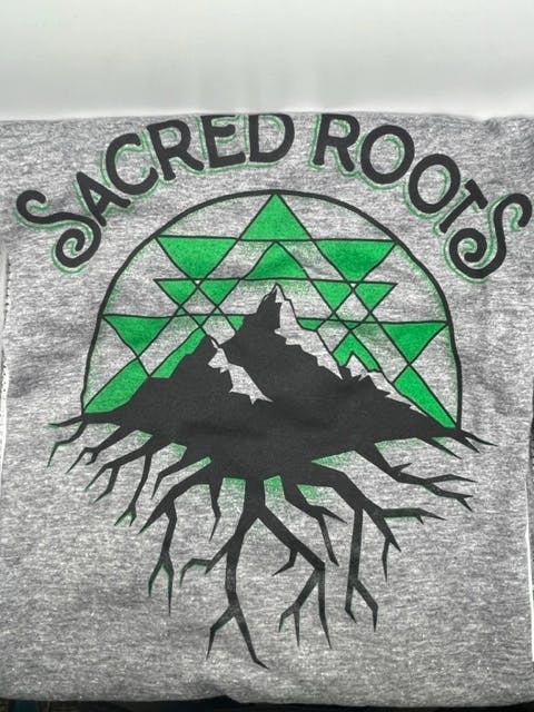 Photograph of product: Sacred Roots T Shirts - Grey with Green XXXL