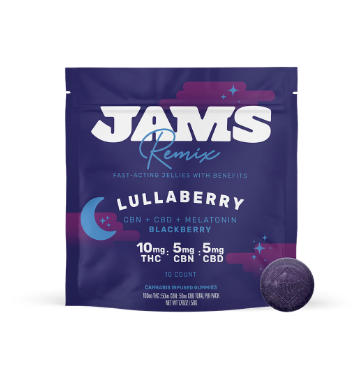 Photograph of product: Jams 1:1:1 Lullaberry Fast-Acting Nano Jellies 100mg 20pk (TH-oui:CBD:CBN)