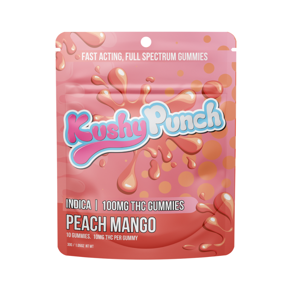 Photograph of product: Kushy Punch | Peach Mango Fast Acting Full Spectrum 10pk | 100mg