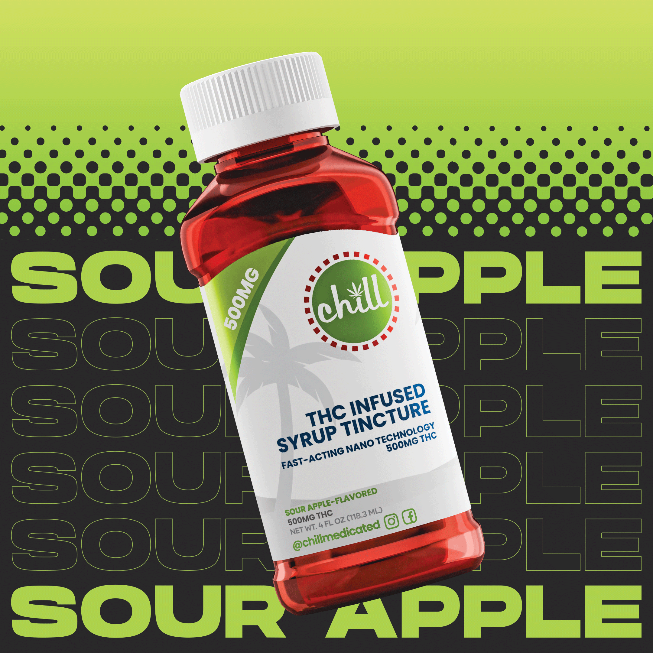 Photograph of product: CHILL - Sour Apple Syrup Tincture Nano (500mg)