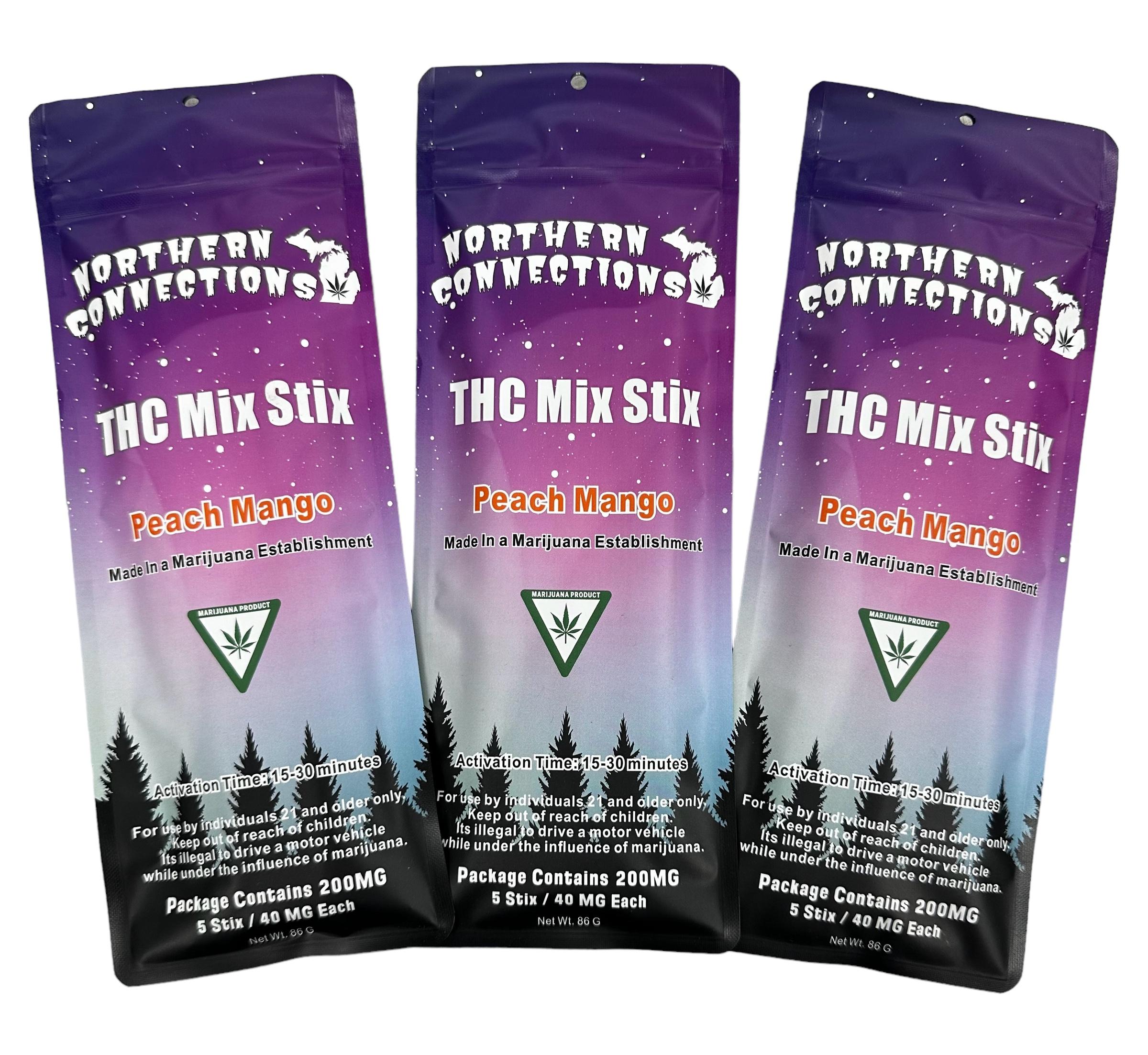 Photograph of Product: Northern Connections | Peach Mango | 200mg - 5pk Rosin Infused Pixie Stix | REC