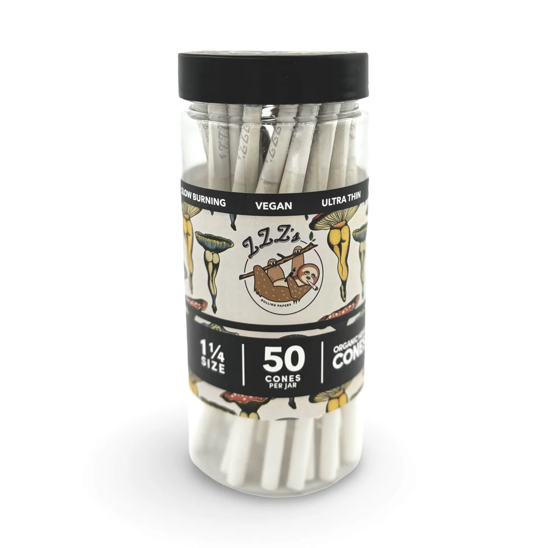 Photograph of product: ZZZ's Collective -  1 1/4 "Shroom Booties" Cone Jar (50 Cones)