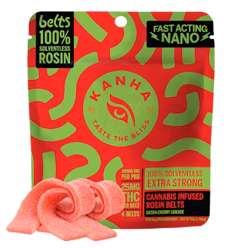 Photograph of product: Cherry Limeade Fast Acting Rosin Belts 4pk | 100mg