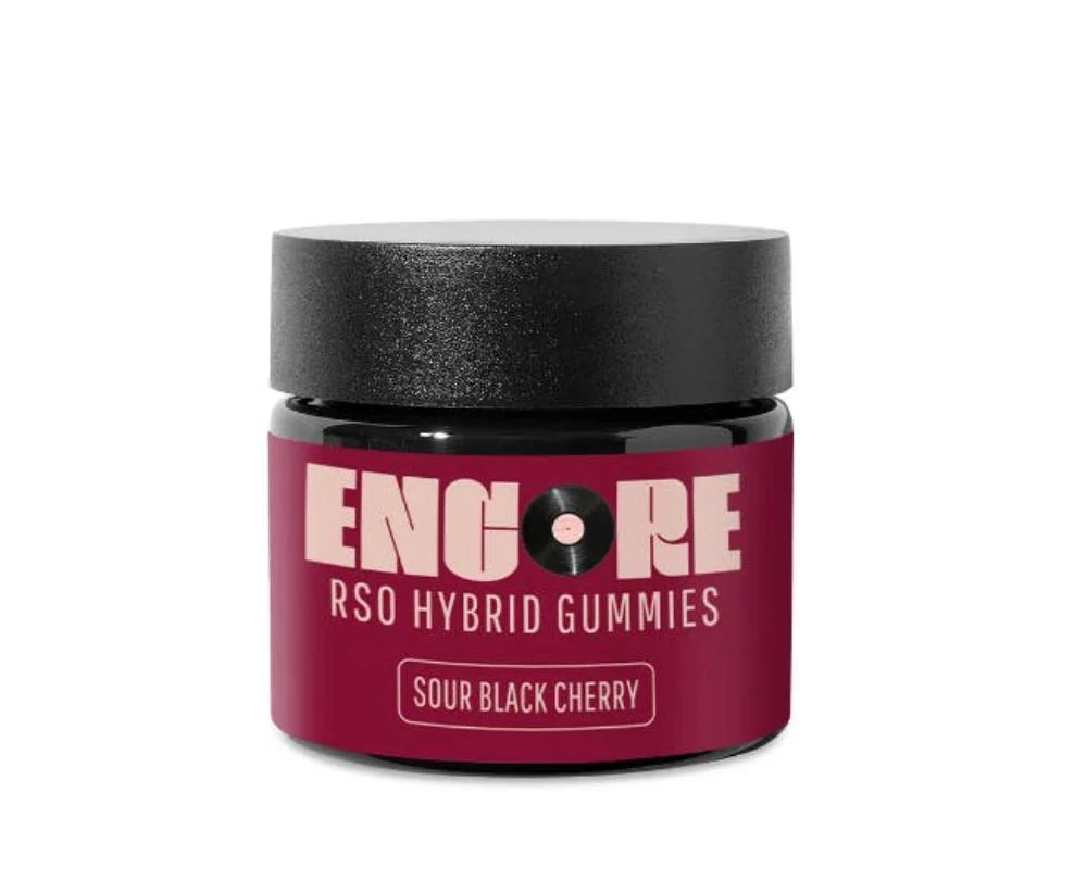 Photograph of product: Encore RSO Gummies (100mg) 10ct Sour Black Cherry Hybrid