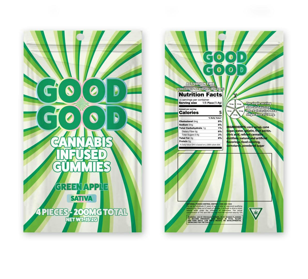 Photograph of product: Good Good - Green Apple - 200mg Gummies