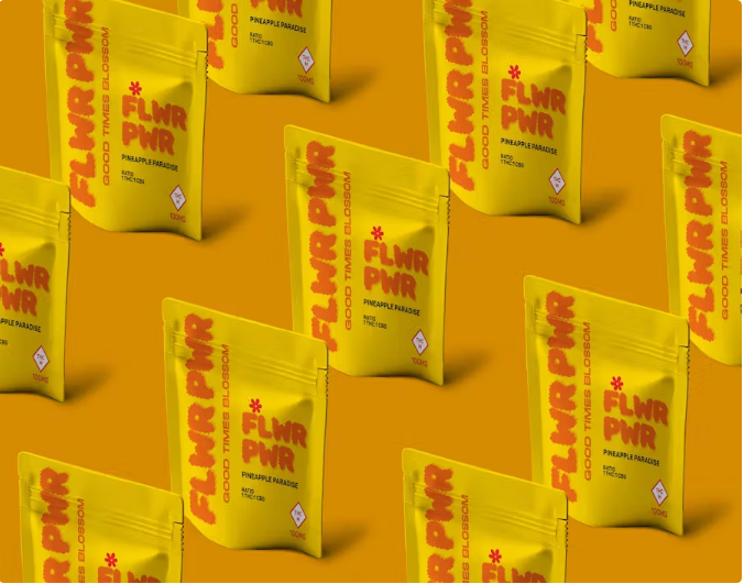 Photograph of product: FLWR PWR - 1:1 TH-oui:CBG PINEAPPLE PARADISE 2PK 100MG HYBRID