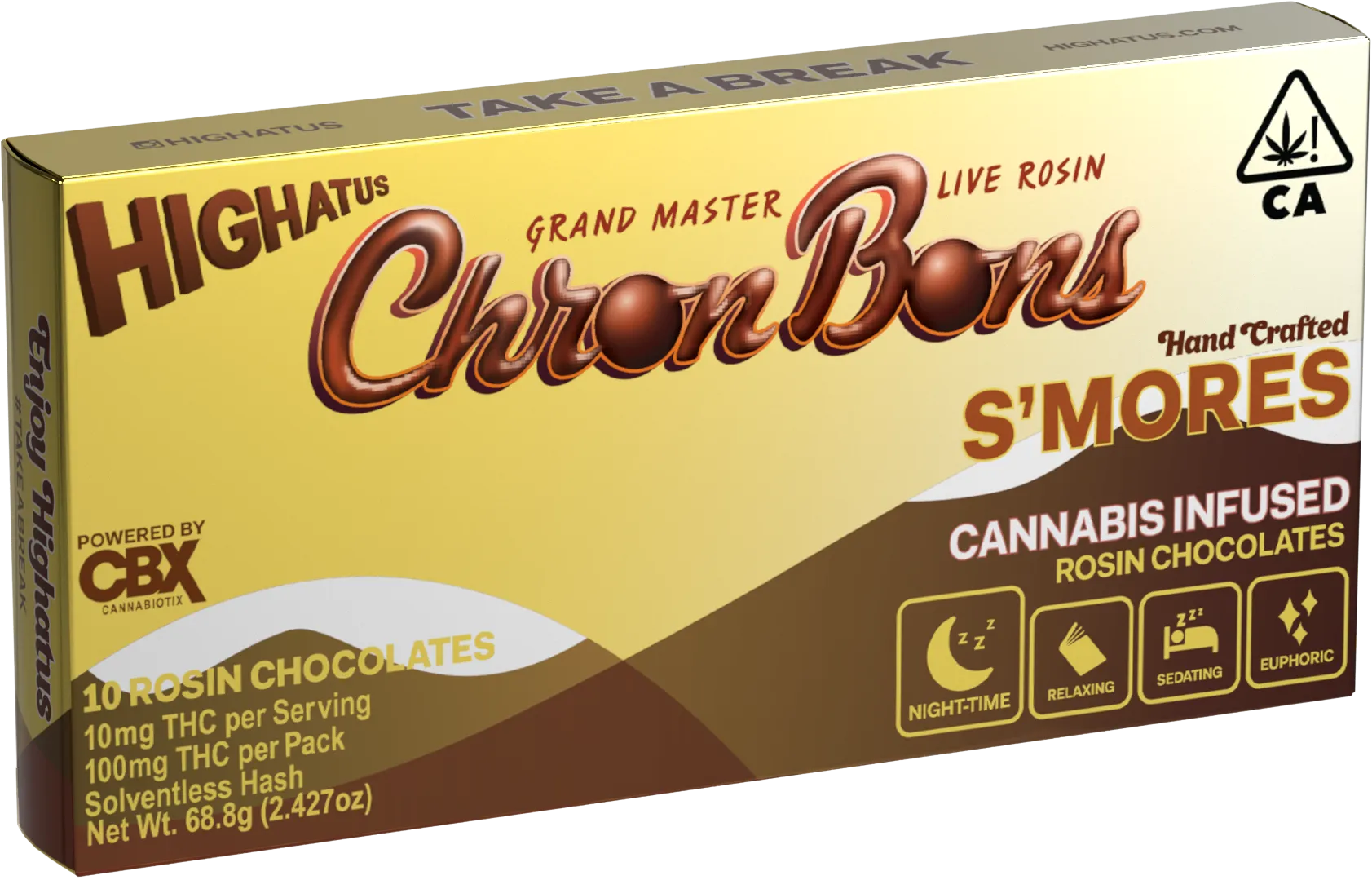 Photograph of product: Highatus - Chron Bons 10pk - Rosin S'mores 100mg